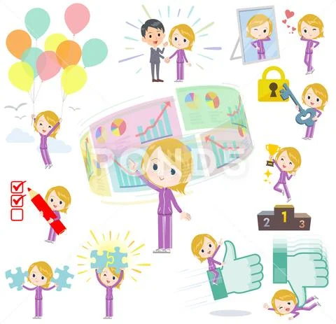 School fair skin girl purple jersey success Stock Illustration