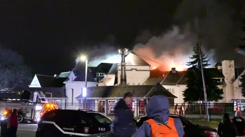 School on fire Stock Footage 139657363