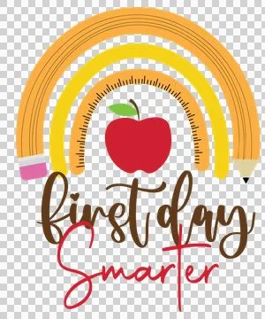 School First Day Smarter Rainbow Apple centered Stock Illustration