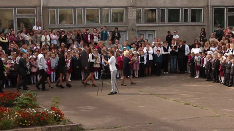 School, first grade, 1 September Stock Footage 28652789