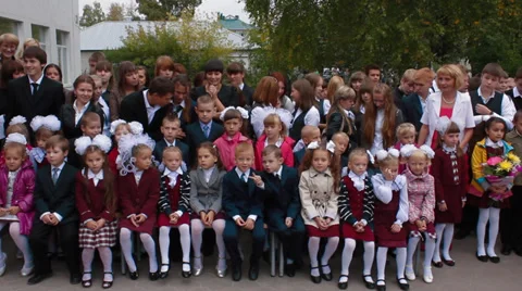 School, first grade, 1 September Stock Footage 28652934