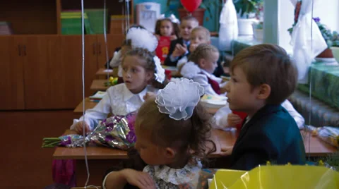 School, first grade, 1 September Stock Footage 28653619