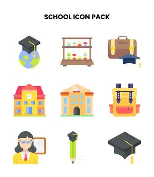 School Flat Design Icons Pack イラスト素材