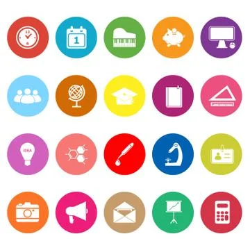 School flat icons on white background 스톡 일러스트