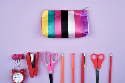 School Flat lay. time to go to school Foto stock