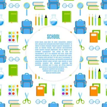 School frame with  supplies vector design. Stock Illustration