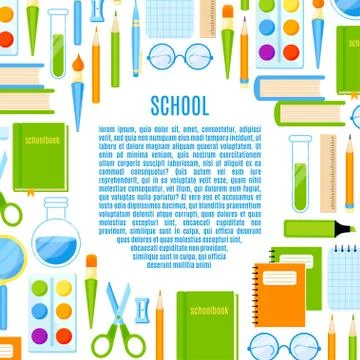 School frame with  supplies vector design. Stock Illustration