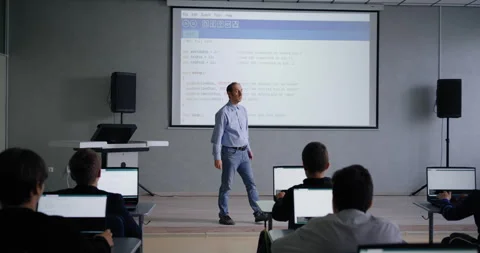 School Of Future Programmers And IT Professionals, Teacher Speaking For Teens Stock Footage 280173511