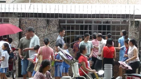 School gate, transfer students parents Stock Footage 67313393