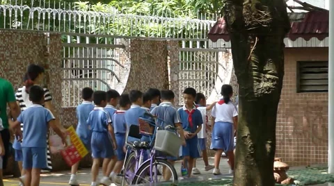 School gate, transfer students parents Stock Footage 67313465