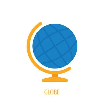 School geography globe. Vector flat icon. Stock Illustration