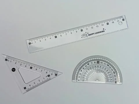 School geometry tools on white background Stock Photos