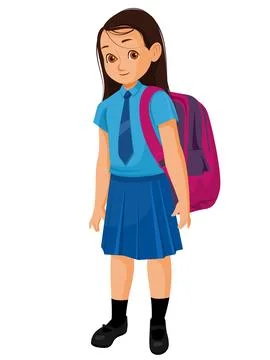 School Girl with backback Stock Illustration
