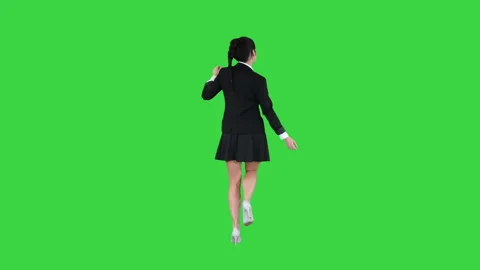 School Girl Dancing On A Green Screen C Stock Video Pond5