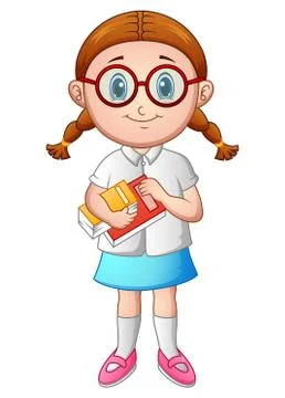 School girl with holding a book Stock Illustration
