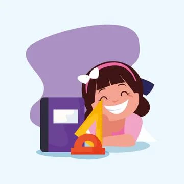 School girl kid with notebook vector design Stock Illustration