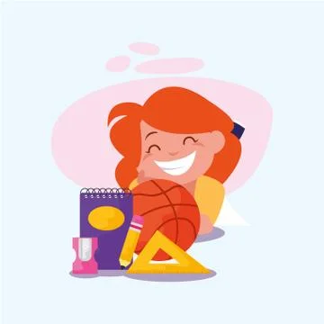 School girl kid with notebook vector design Stock Illustration