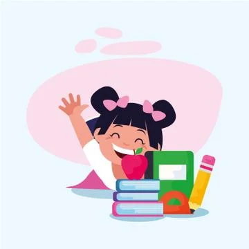 School girl kid with notebook vector design Stock Illustration