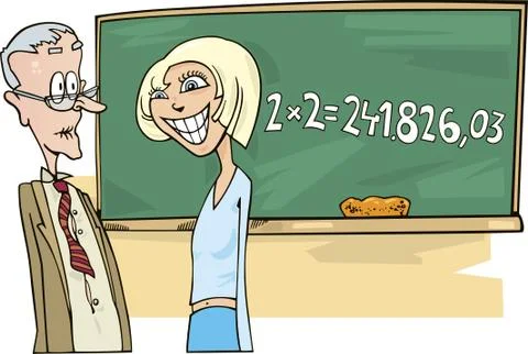 School girl with math problem 스톡 일러스트