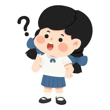 School Girl With Question Mark Stock Illustration