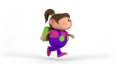 School girl running Stock Footage