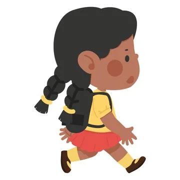 School girl walking with backpack for back to school education concept Illustrazione stock