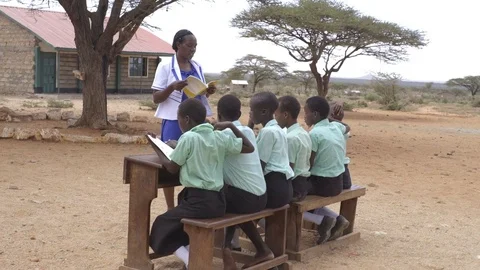 School girls and teacher. Kenya. Africa Stock Footage