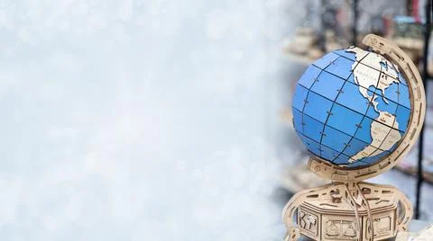 School globe on blue background with copy space Stock Photos