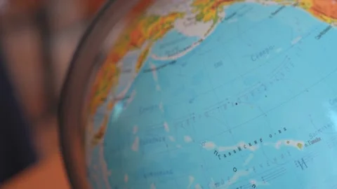 School globe on the desk close-up Stock Footage 197534096