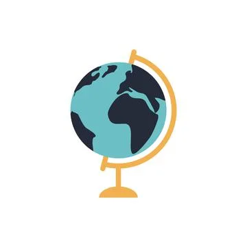 School globe flat icon on white background Stock Illustration