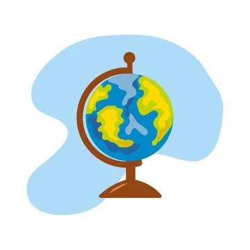 School globe geographical, in flat style. School supplies. 스톡 일러스트