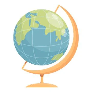 School globe icon cartoon vector. World map Illustrazione stock