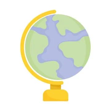 School globe map geography, isolated icon white background Stock Illustration