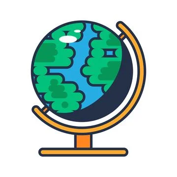 School Globe On Stand Model Of Planet Earth Icon Stock Illustration