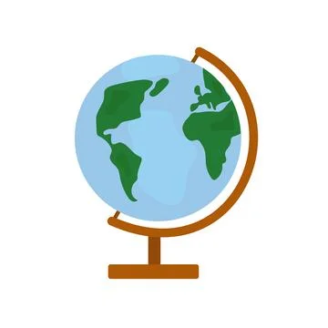 School Globe Vector Illustration Isolated on White Background: World Map Model Illustrazione stock