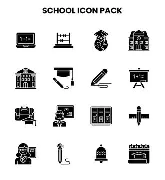 School Glyph Bundle Icons Pack イラスト素材