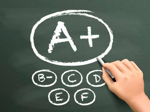 School grades written by hand Illustrazione stock