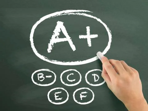School grades written by hand Illustrazione stock