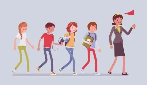 School group excursion Stock Illustration