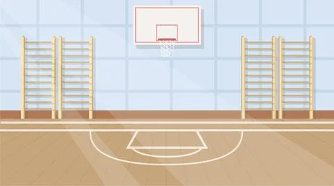 School gym vector interior flat sport court Illustrazione stock