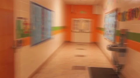 School hallway blur Stock Footage 58667157