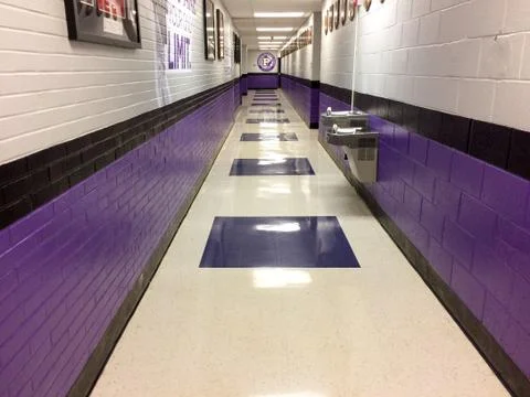 School hallway empty Stock Photos