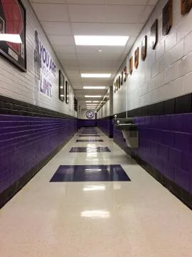 School hallway empty Stock Photos