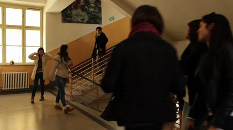 School Hallway Stock Footage 33307797