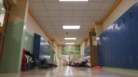 School hallway Stock Footage 232870457