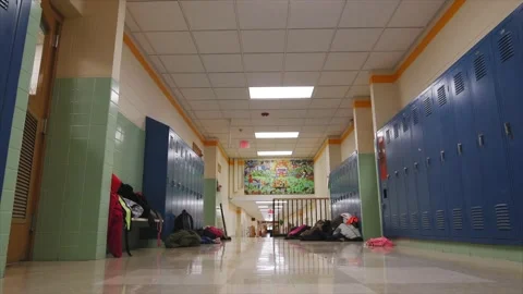 School hallway Stock Footage 232870471