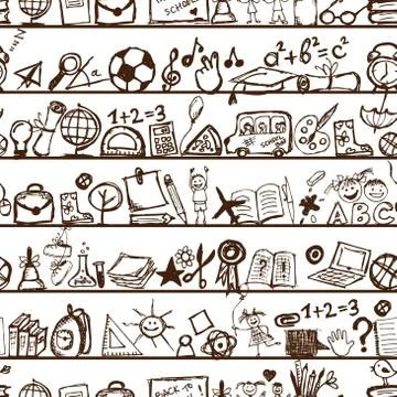 School hand drawn pattern for your design Stock Illustration