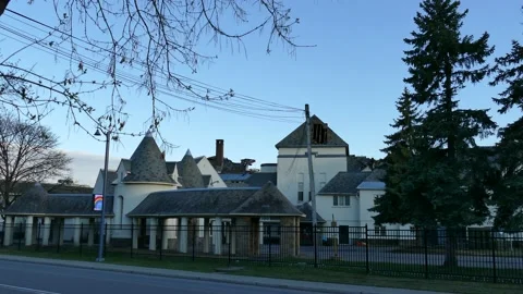 School that have burned out Stock Footage 139664346