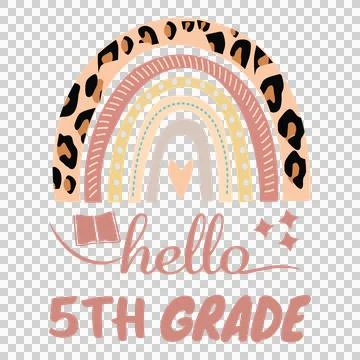 School Hello 5Th Grade Rainbow Star Book heart stars Ilustración de archivo