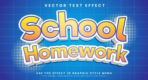 School Homework 3d editable text effect Illustrazione stock